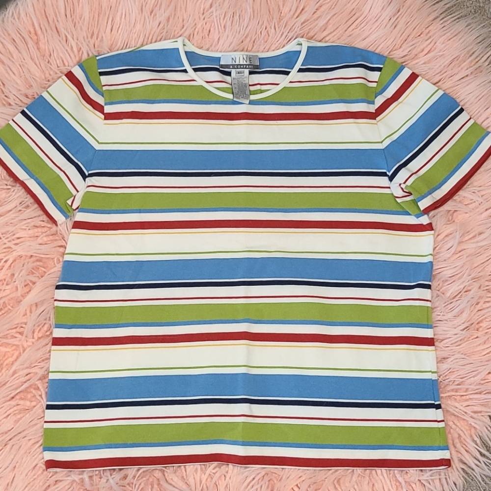 3/$12 Nine and Company striped shirt, sz XL